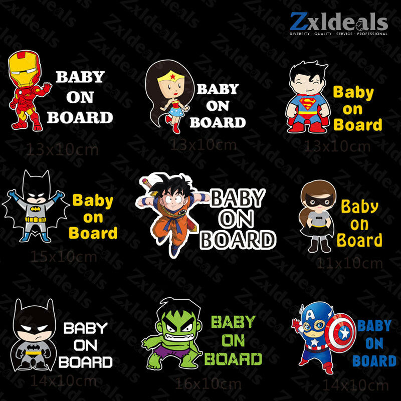Baby On Board Superhero Sticker Sign Car Decoration Decal Kids Adhesive Gift