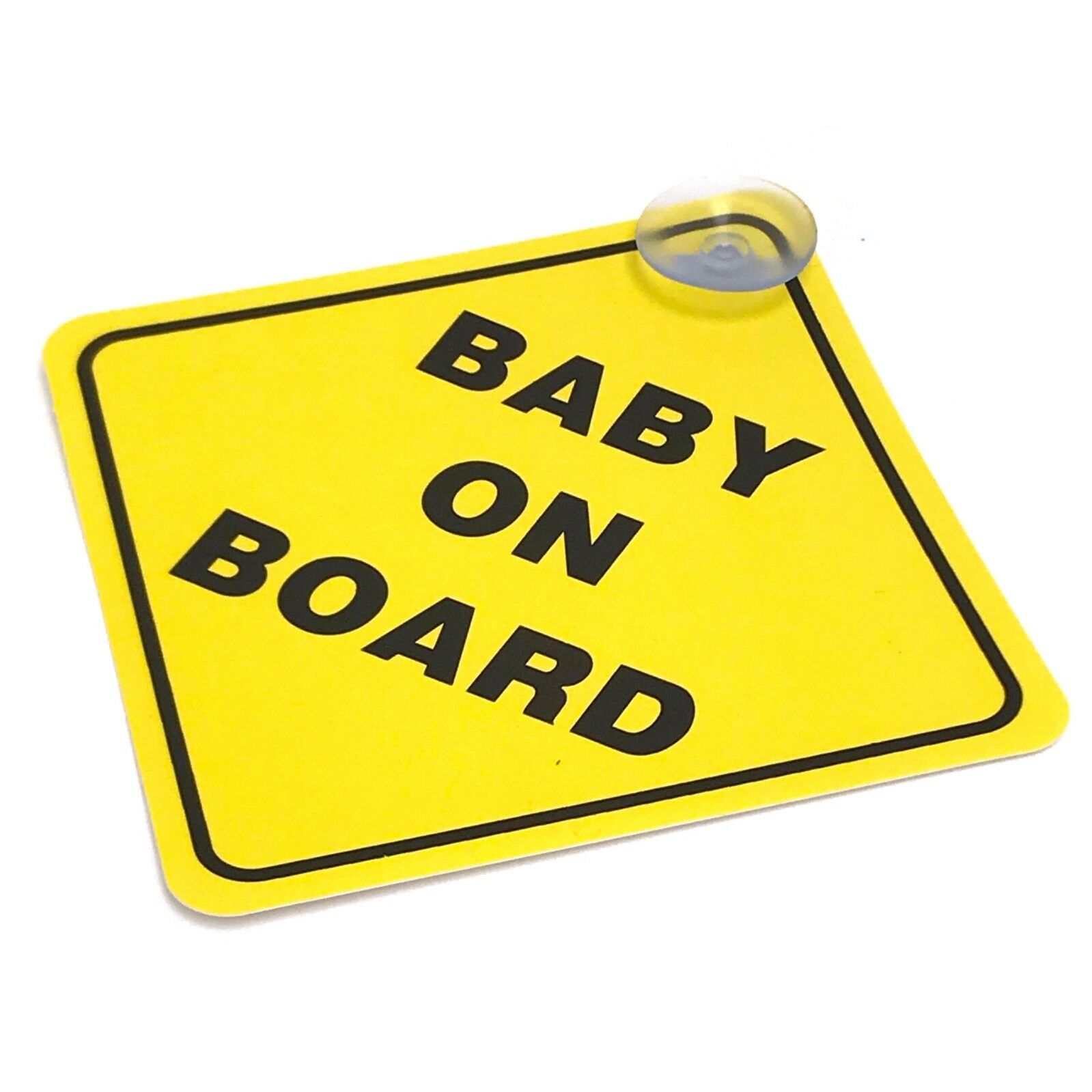 2 Or 1 Baby On Board Safety Car Window Suction Cup Yellow Reflective Sign 5x5"